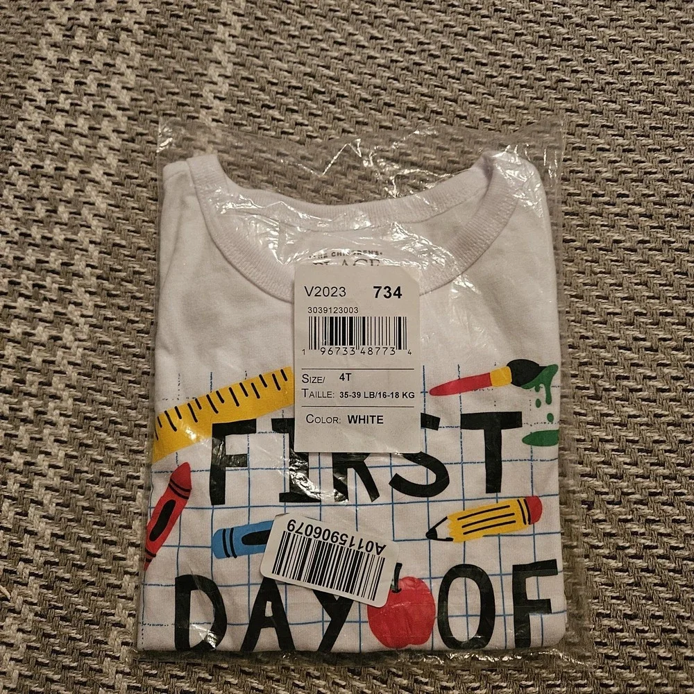 New The Children's Place FIRST DAY Of PRE-K Boys sz 4T Back To‎ School Tee Shirt